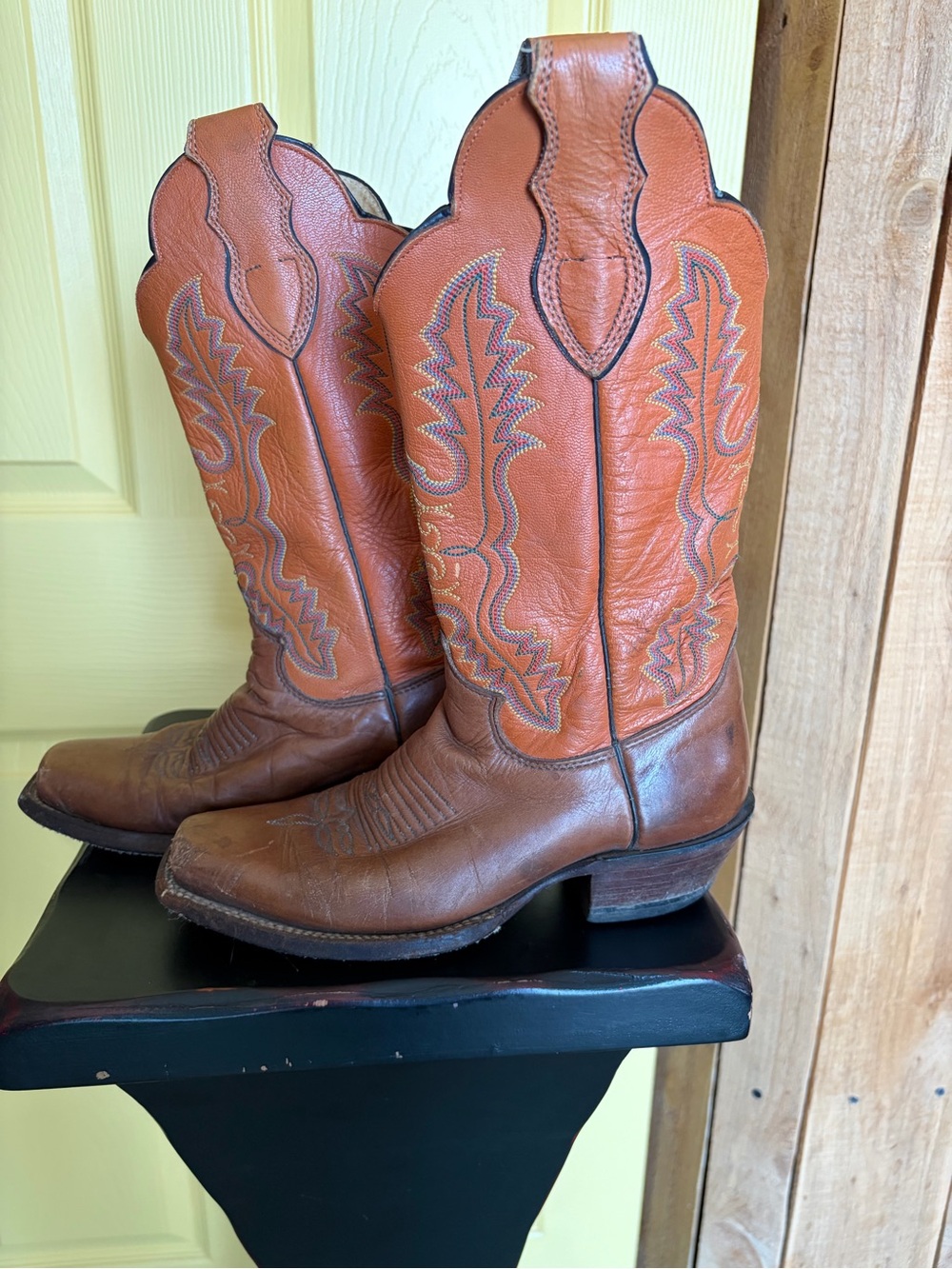 Justin Boots Two-Tone Brown Leather Women’s Cowboy Boots